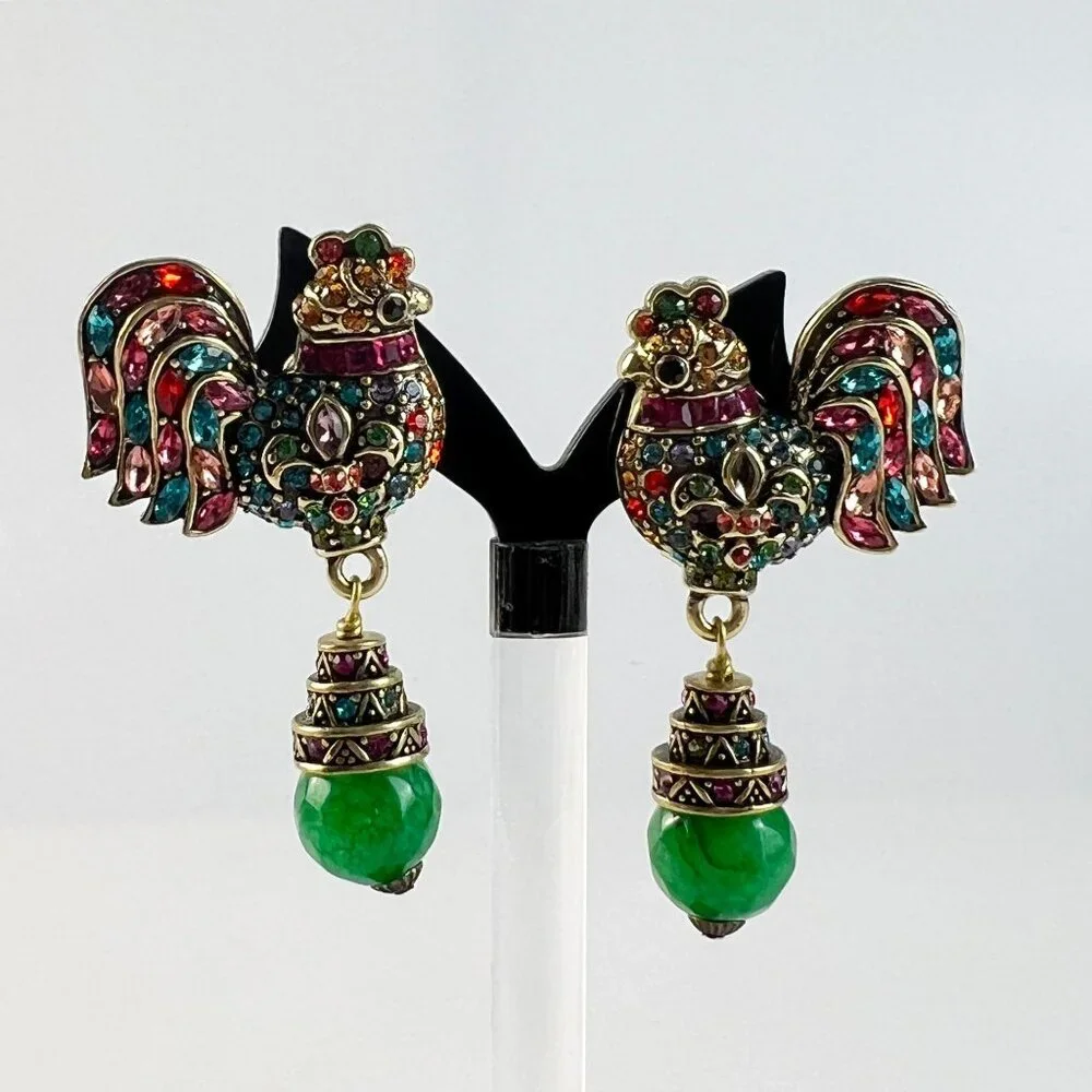 Heidi Daus Statement Rule The Roost Multicolor Crystal Beaded Drop Earrings - Picture 4 of 8